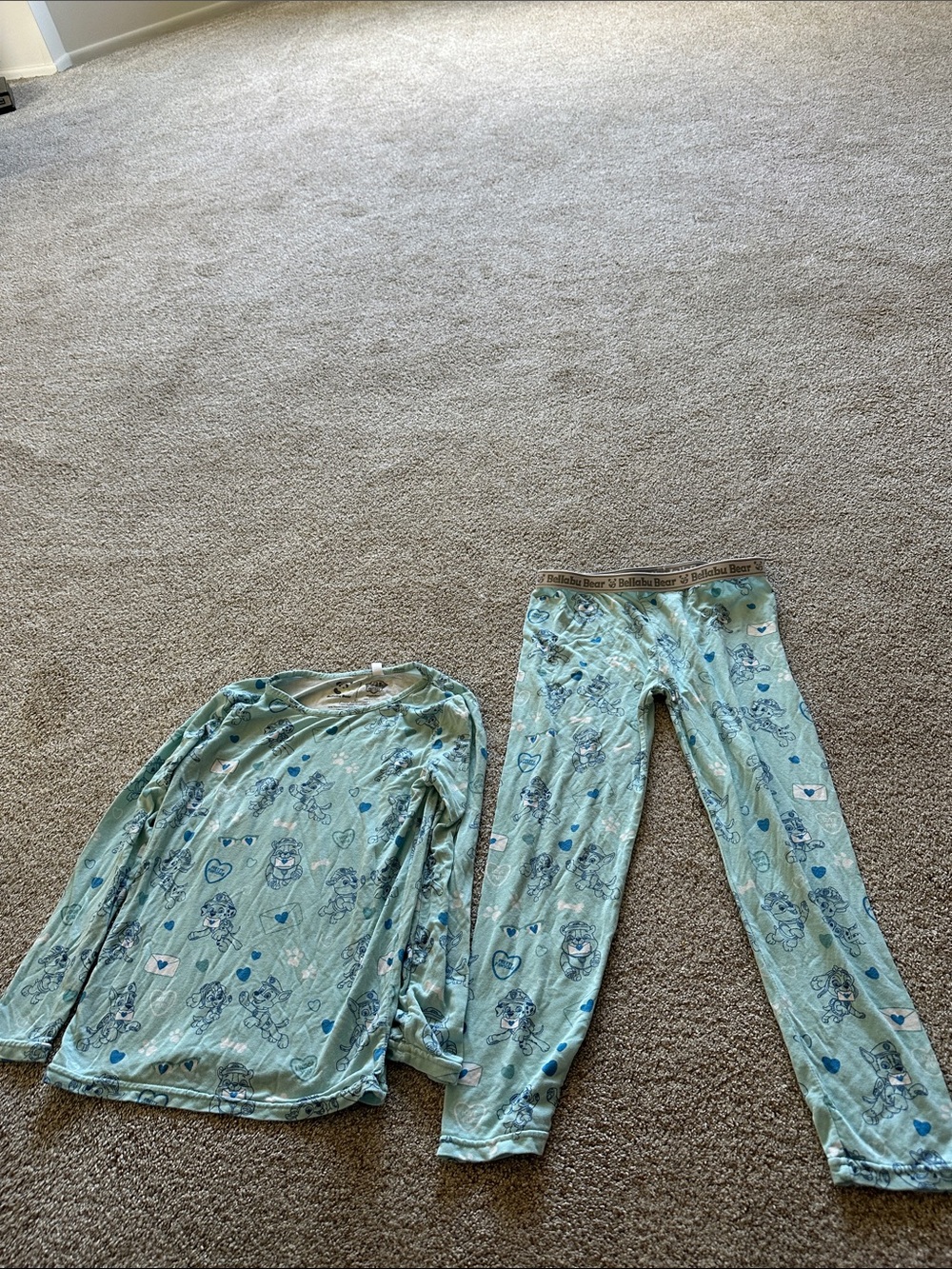 Bellabu Bear paw patrol light  Blue bamboo Print Pajama Set size 6Y
